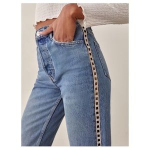Crystal High Rise Straight Long Jeans